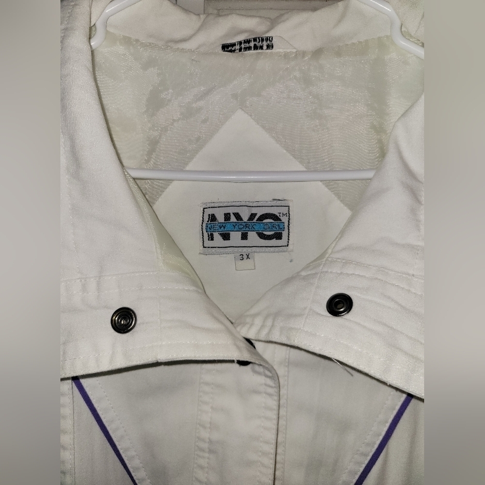 Vintage 80s 90s NYG New York Girl White Pink Purple Teal Jacket Coat - Picture 2 of 7